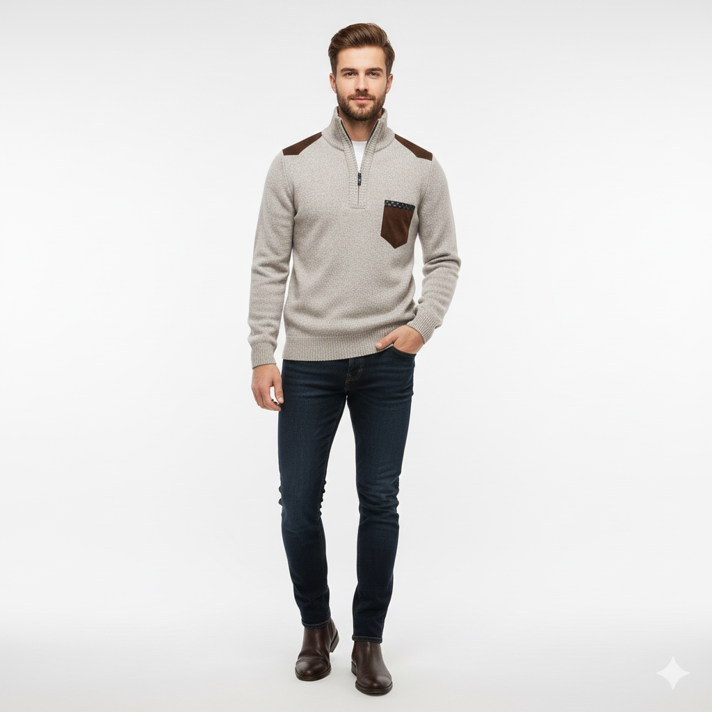 Pull Homme Laine Douce – Sweat Élégant avec Poche Avant - LuxeStyle