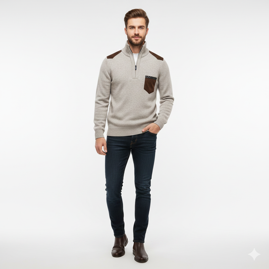 Pull Homme Laine Douce – Sweat Élégant avec Poche Avant - LuxeStyle