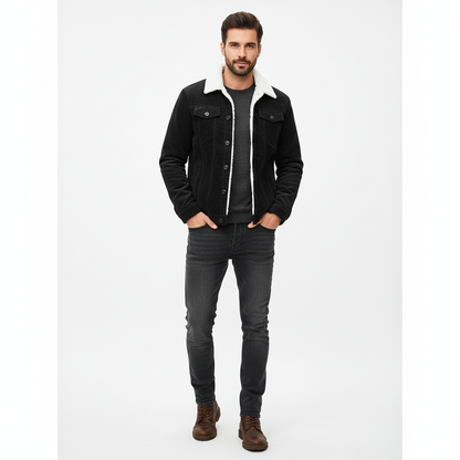 Veste Trucker Chaude Sherpa pour Homme - Cuir Corduroy Élégant - LuxeStyle