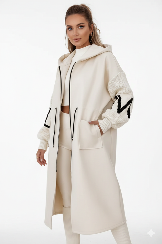 Veste Femme Hiver Patchwork - Manteau Élégant Imperméable avec Capuche & Manches Douces - LuxeStyle