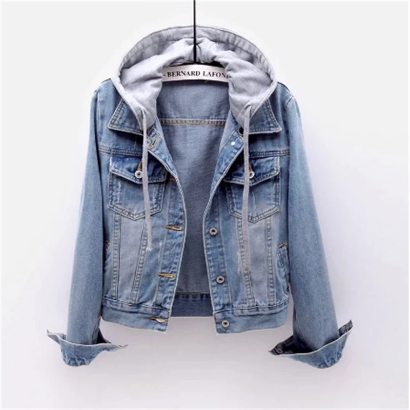 Blouson Jean Dénim Féminin avec Capuche