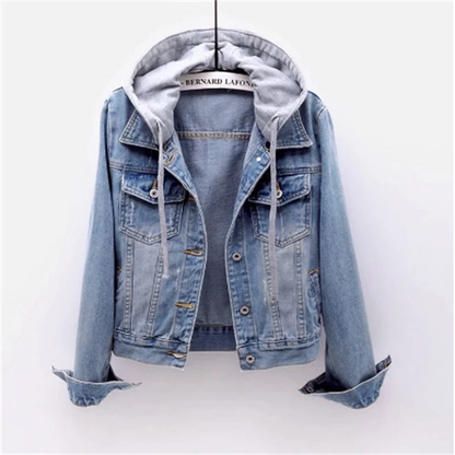 Blouson Jean Dénim Féminin avec Capuche