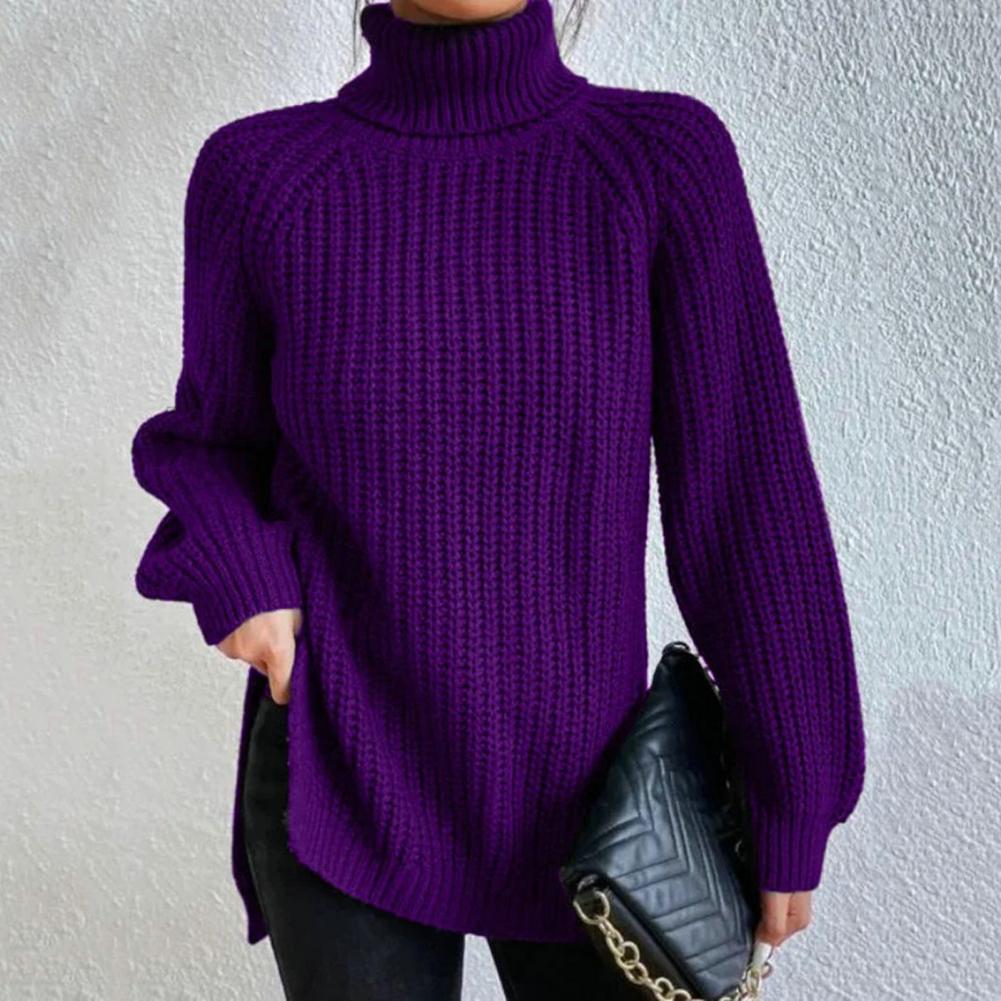 Pull à Col Roulé Douillet pour Femme - Haut d'Hiver Confortable avec Manches Élégantes
