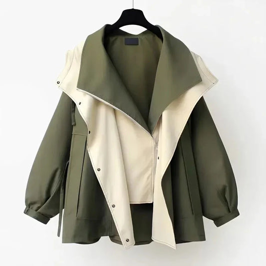 Manteau Femme Élégant Bicolore - Trench Classique Hiver - LuxeStyle