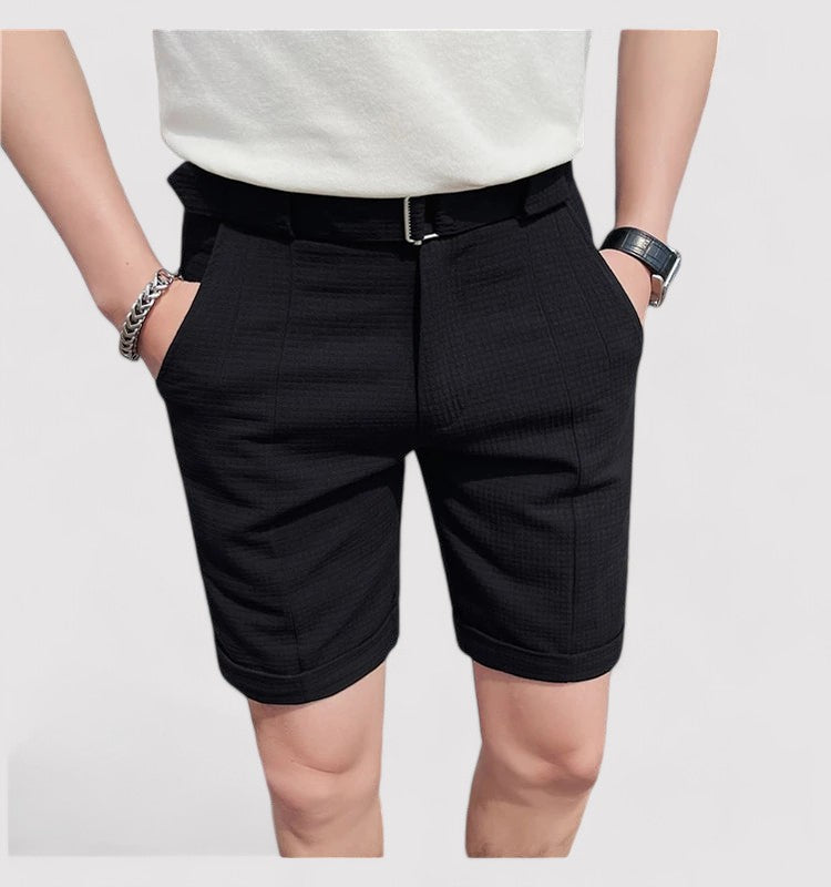 Short en coton brut beige pour homme avec ceinture ajustable