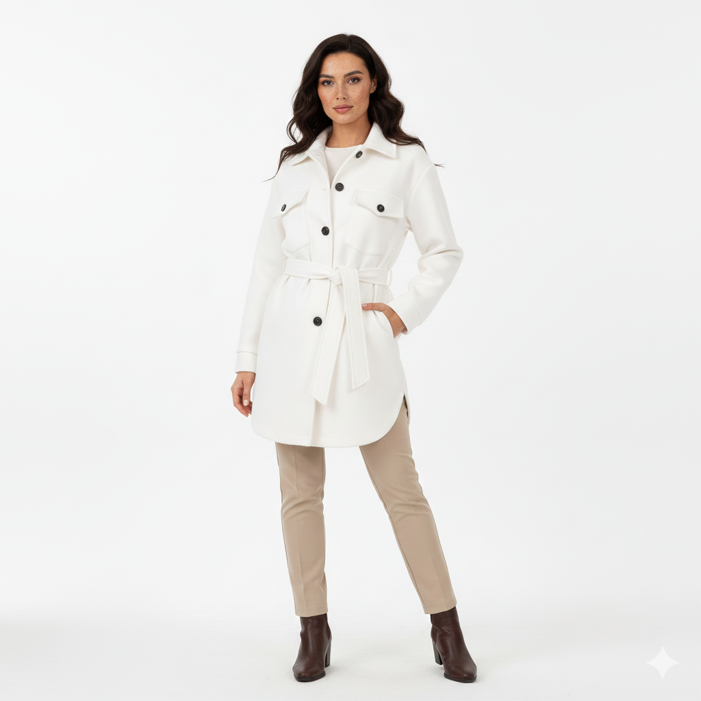 Veste Polo Féminine – Style Détendu à Col Relevé & Fermeture Boutons