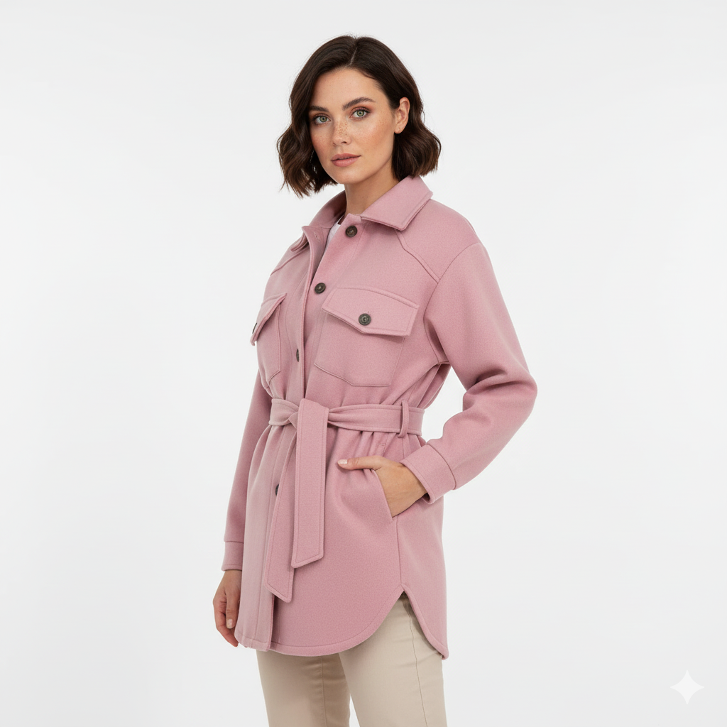 Veste Polo Féminine – Style Détendu à Col Relevé & Fermeture Boutons