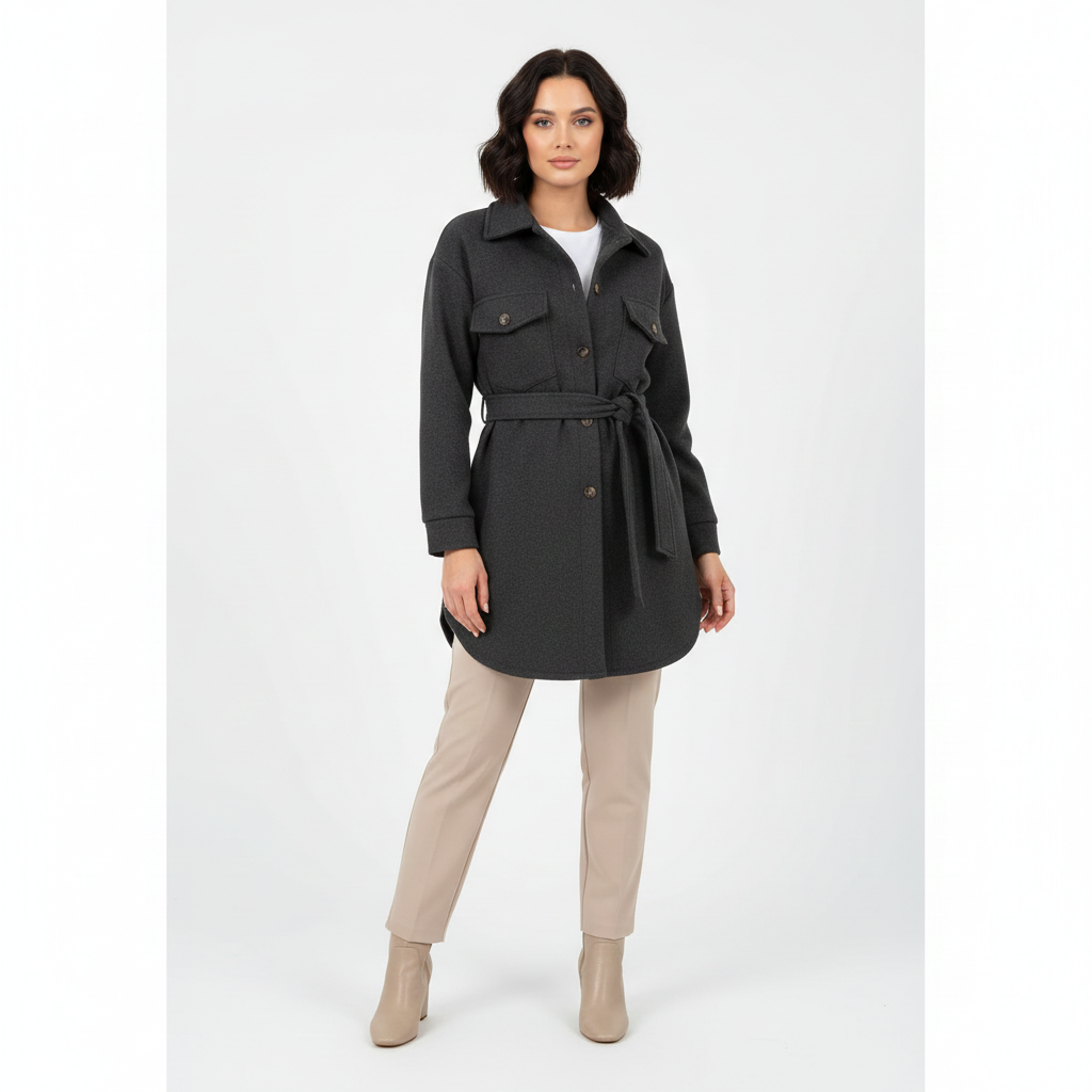 Veste Polo Féminine – Style Détendu à Col Relevé & Fermeture Boutons