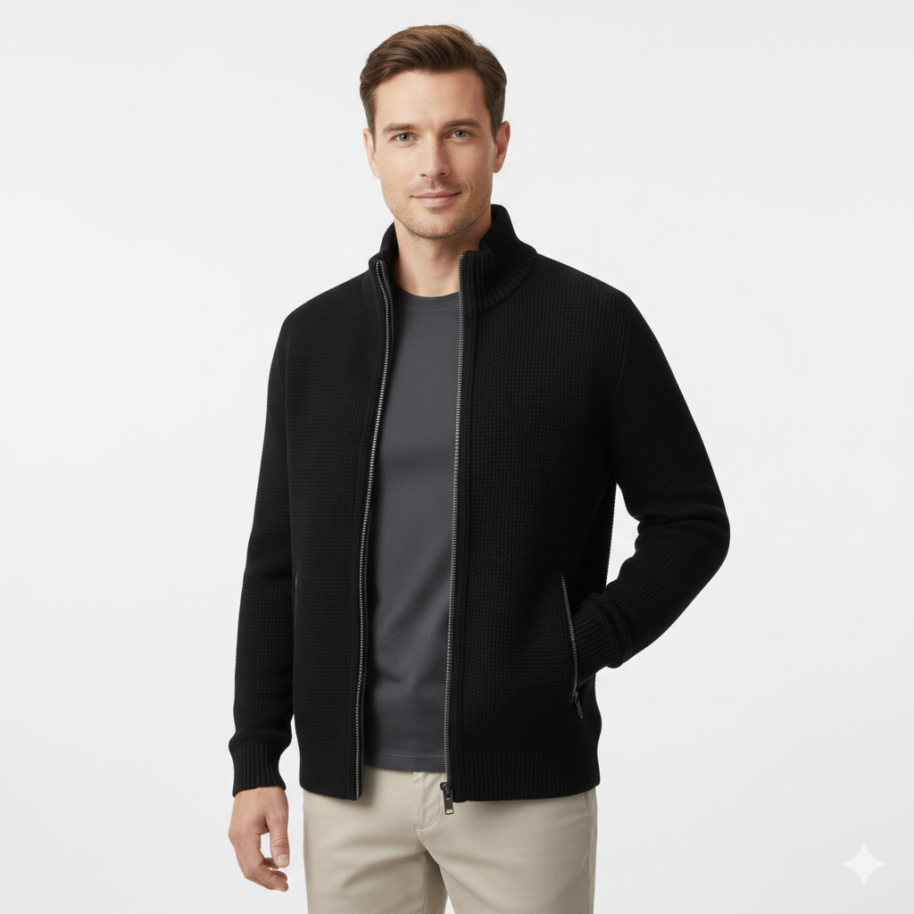 Gilet Zippé Hiver Homme – Pull épais en laine avec capuchon & doublure polaire - LuxeStyle
