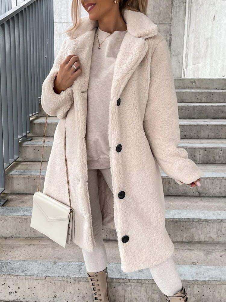 Manteau Femme Douillet – Modèle Long Élégant en Peluche avec Poches - LuxeStyle