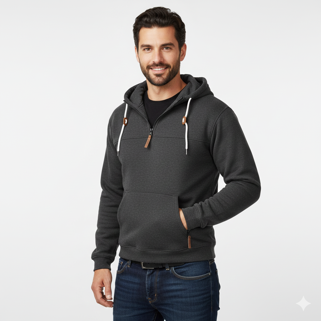 Hoodie Homme Hivernal – Sweat à Capuche Douillet avec Poches Fermetures Éclair & Look Dynamique
