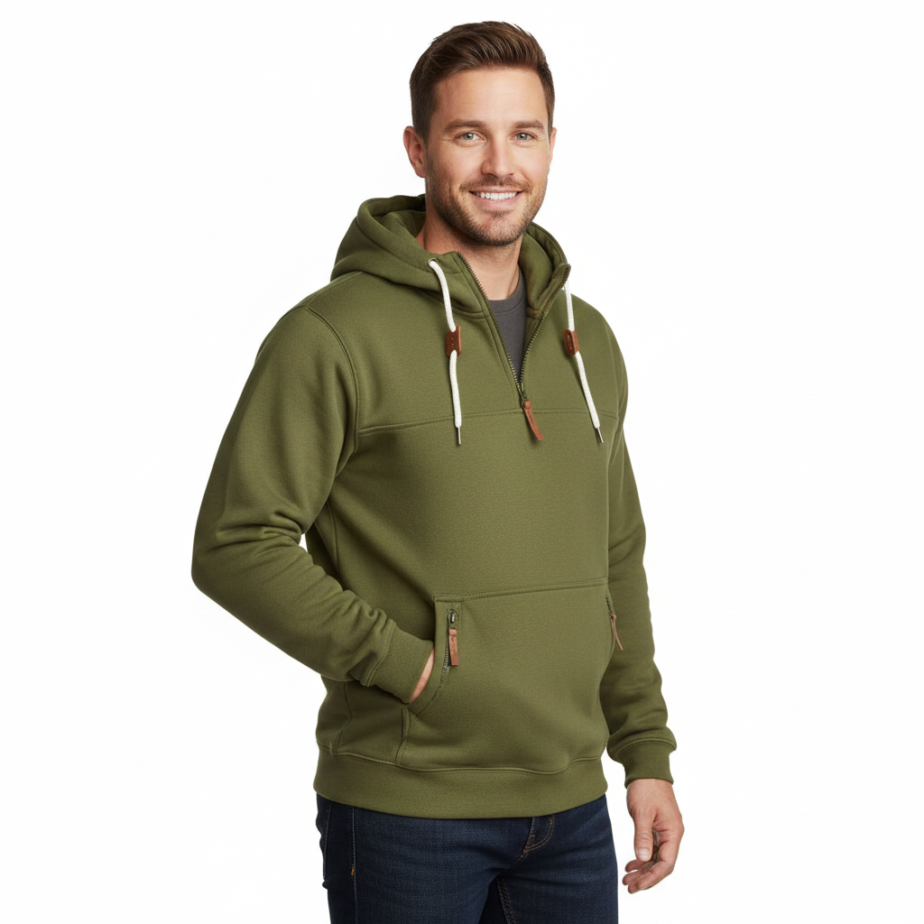 Hoodie Homme Hivernal – Sweat à Capuche Douillet avec Poches Fermetures Éclair & Look Dynamique