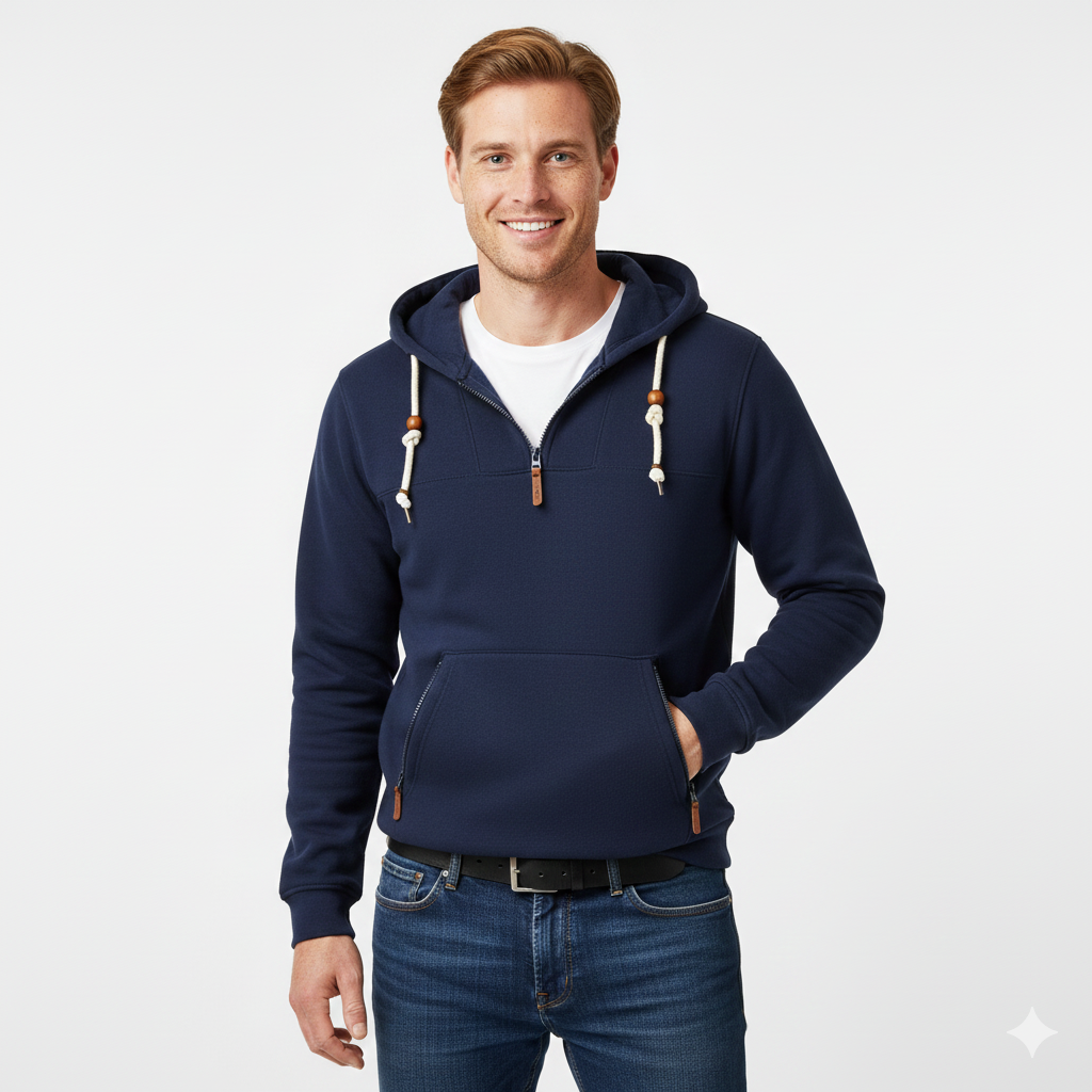 Hoodie Homme Hivernal – Sweat à Capuche Douillet avec Poches Fermetures Éclair & Look Dynamique - LuxeStyle