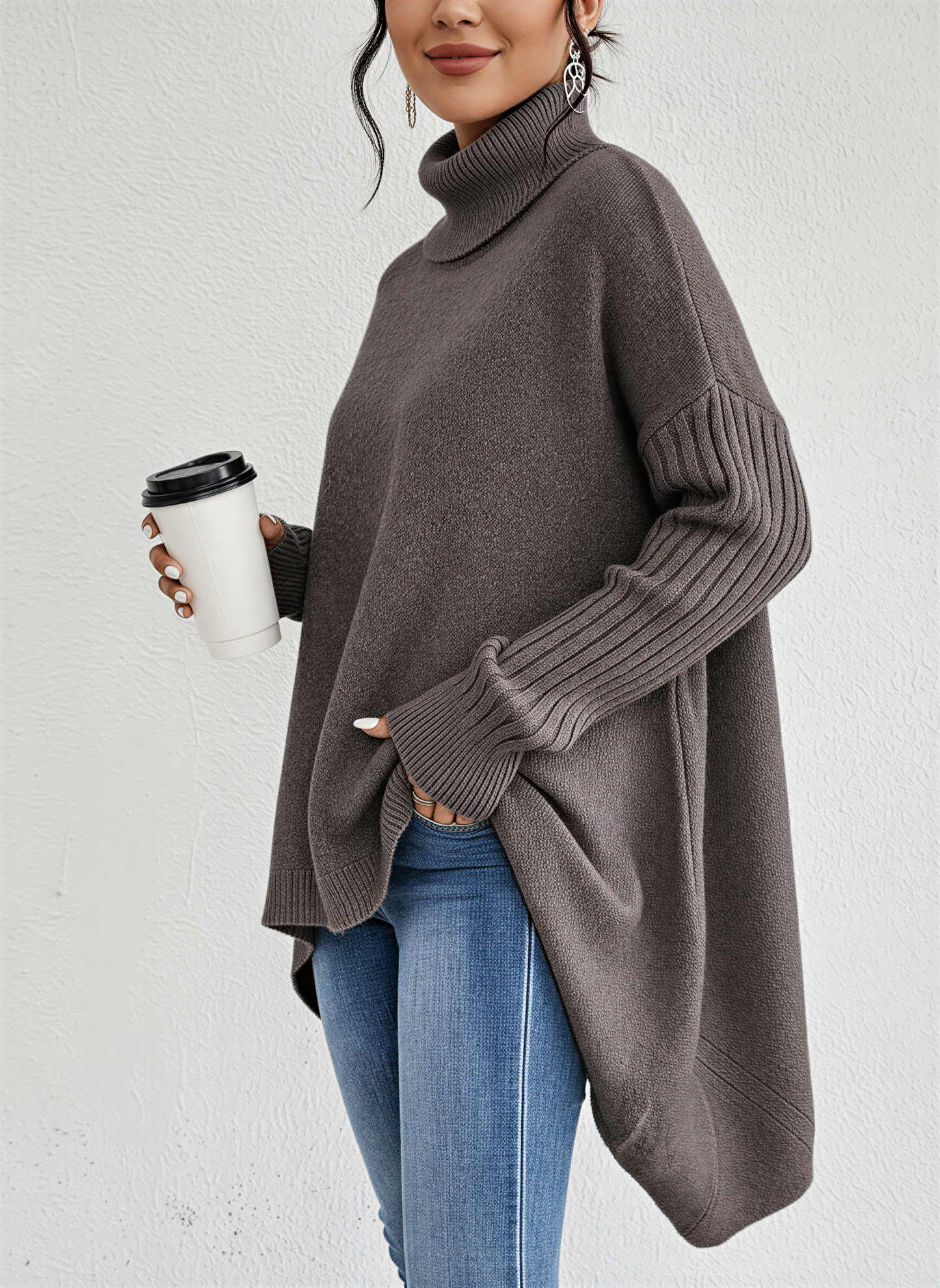 Pull Col Roulé Femme Chic