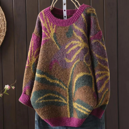 PATRICIA - Pull à Fleurs Vintage pour Femmes