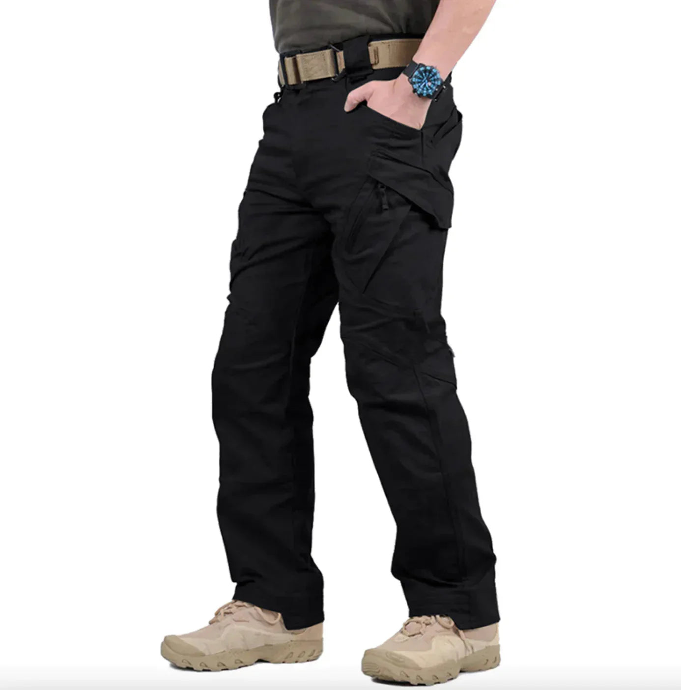 Pantalon Cargo Militaire Noir Homme - LuxeStyle