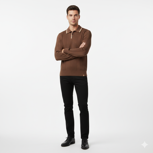 Sweat Homme Col Contraste Élégant Hiver Casual - LuxeStyle
