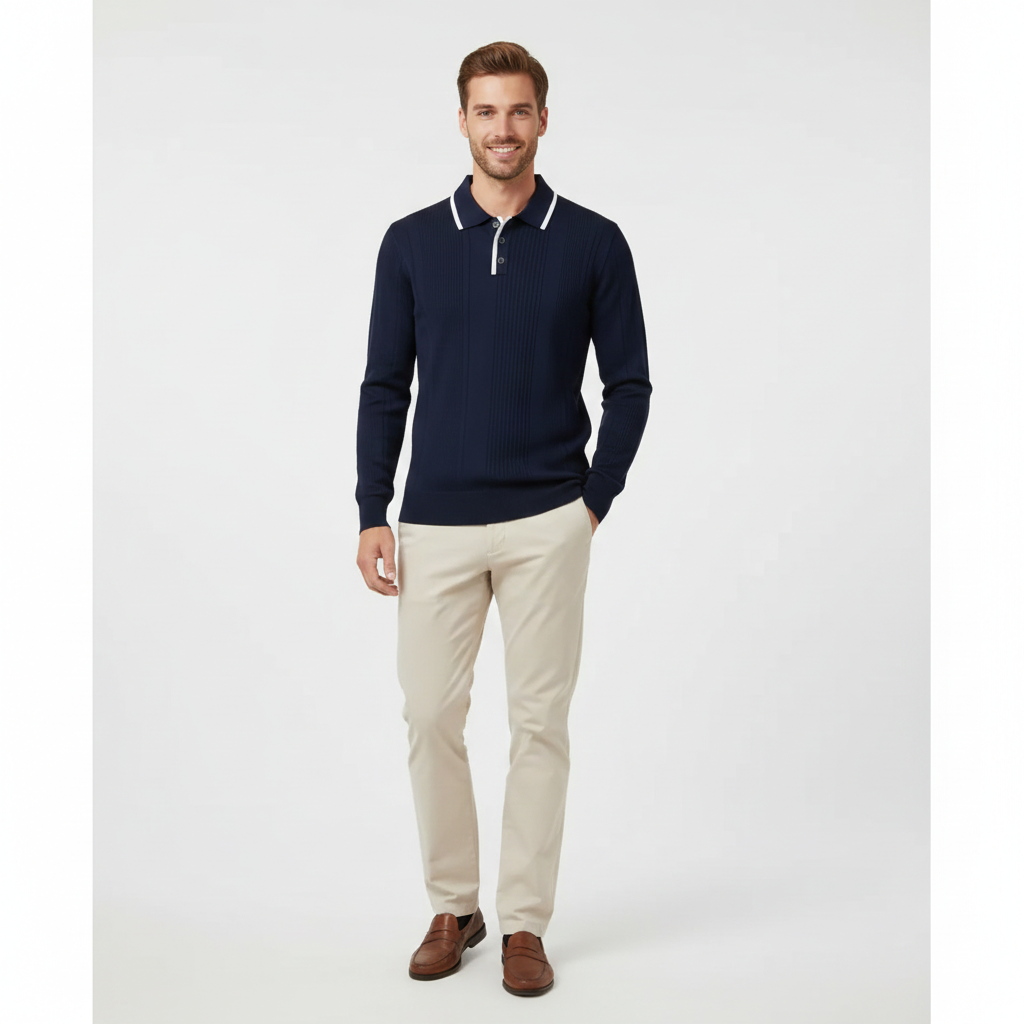 Sweat Homme Col Contraste Élégant Hiver Casual