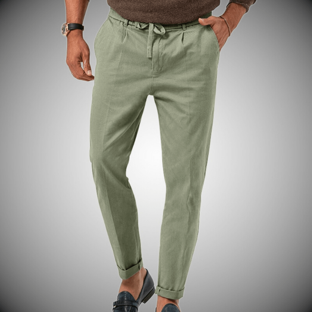 Pantalon Chino Olive Adjustible pour Homme - LuxeStyle