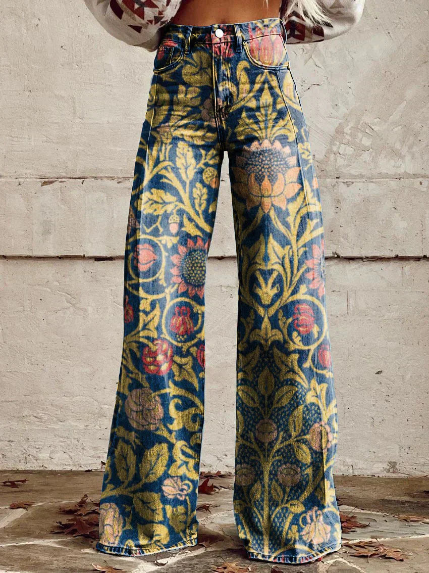 Pantalon Femme Jolie Fleuri Élégant
