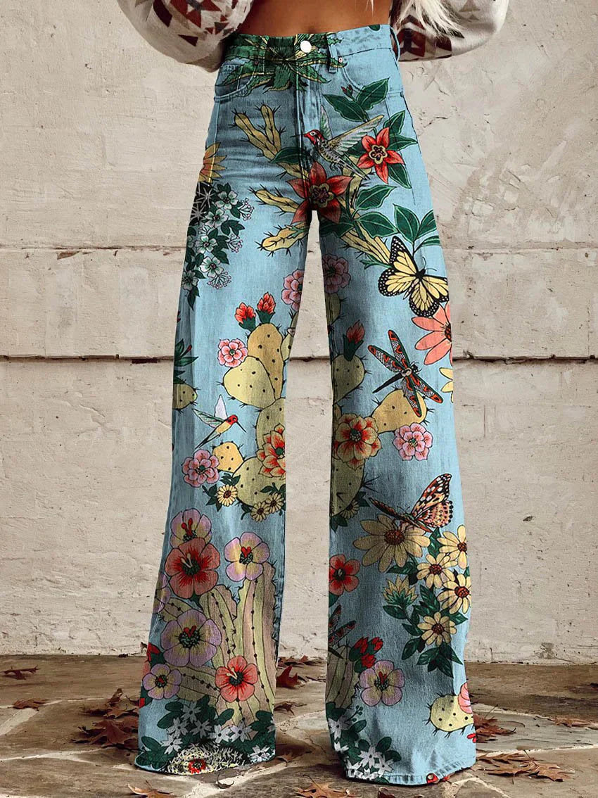 Pantalon Femme Jolie Fleuri Élégant