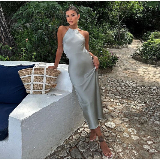 Robe Soirée Élégante Grise Femme - LuxeStyle