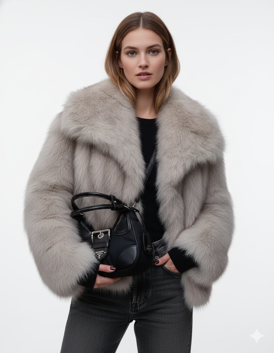 Manteau Femme Hiver Douillet Élégant en Fausse Fourrure