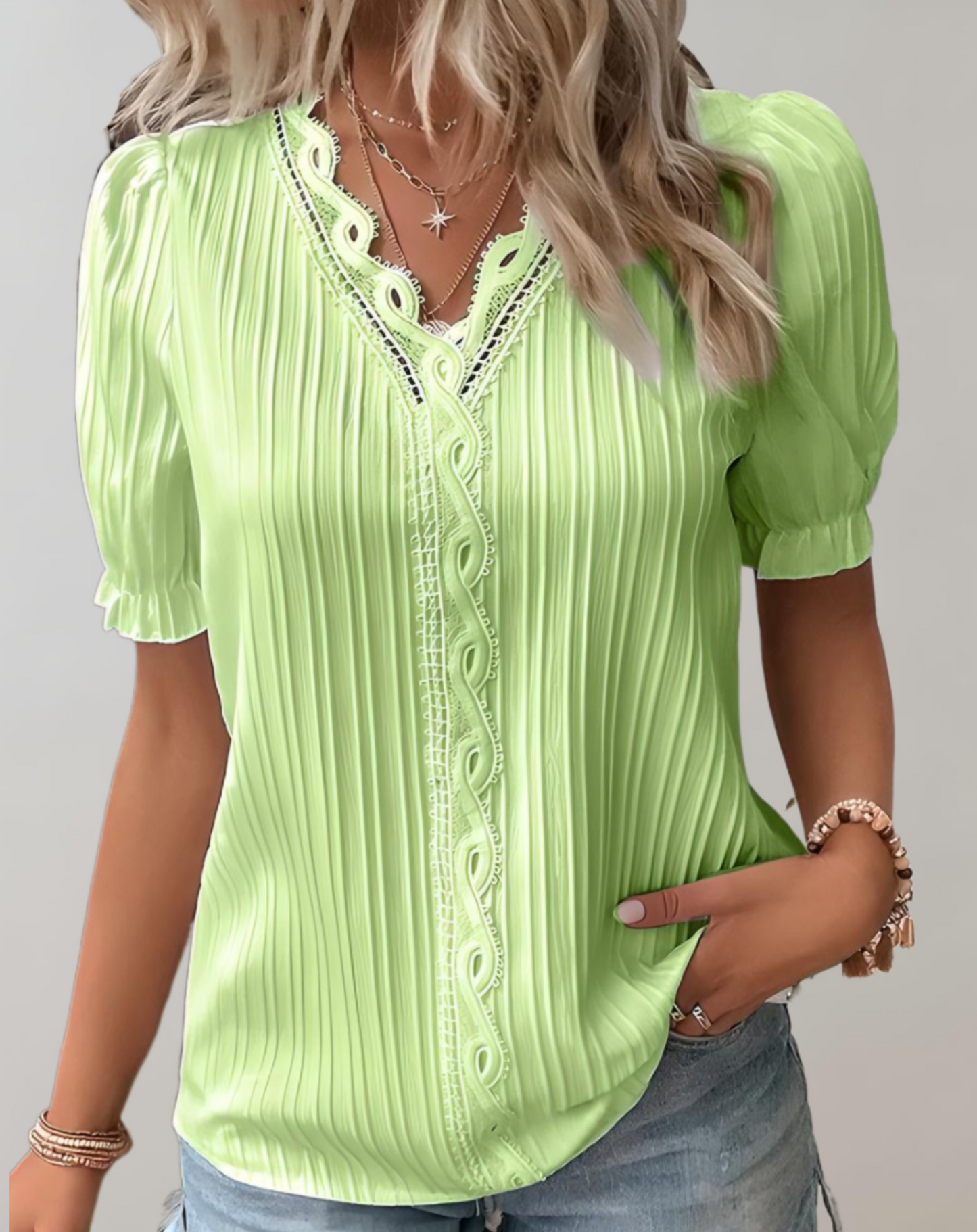 Blouse Plissée Féminine Élégante Décontractée