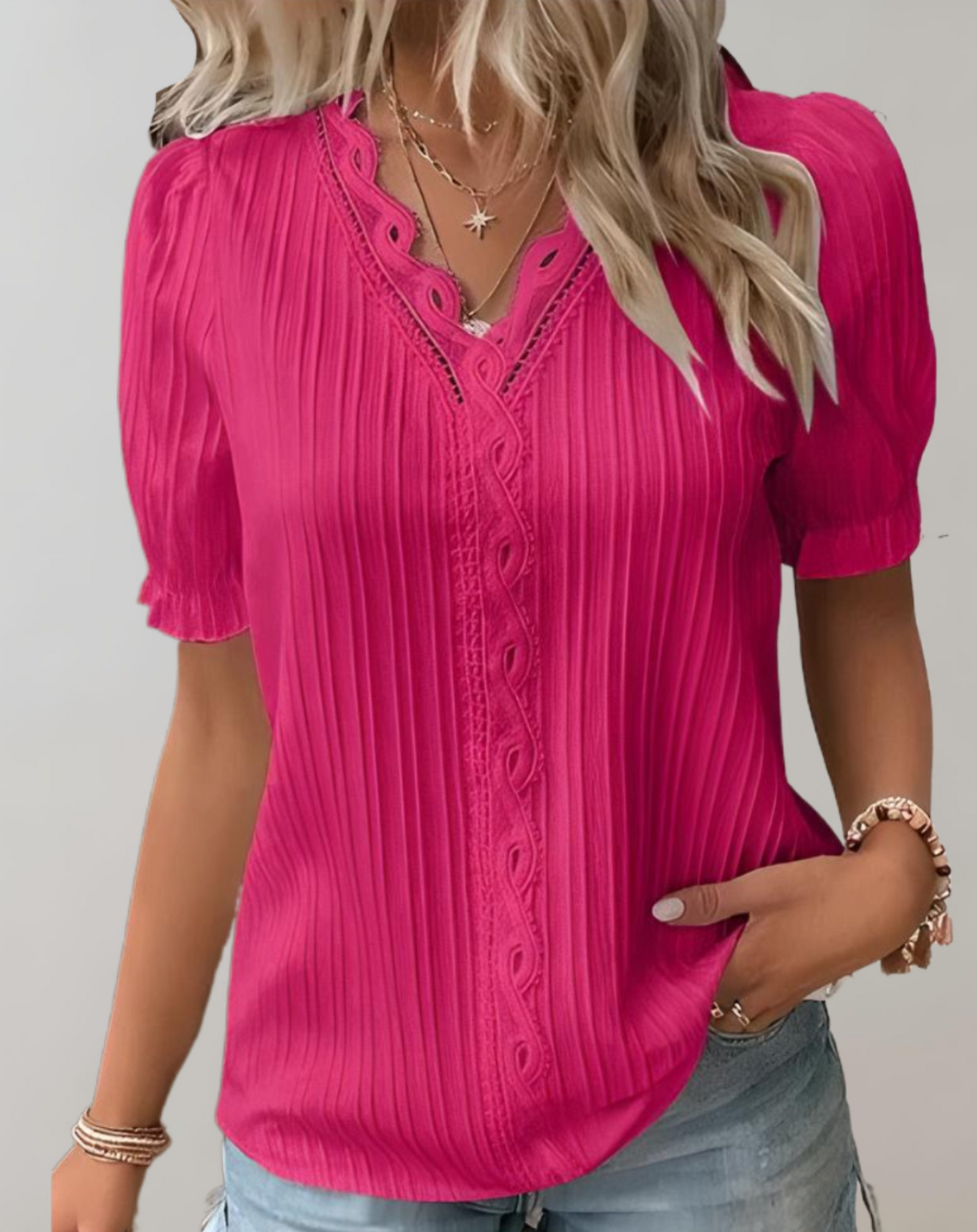 Blouse Plissée Féminine Élégante Décontractée