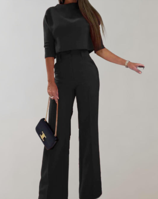 Amelia - Ensemble élégant deux pièces manches courtes et pantalon décontracté - LuxeStyle