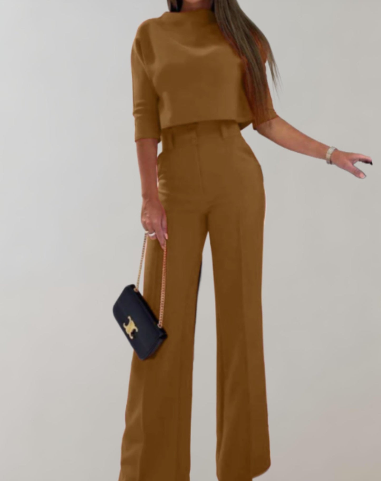 Amelia - Ensemble élégant deux pièces manches courtes et pantalon décontracté