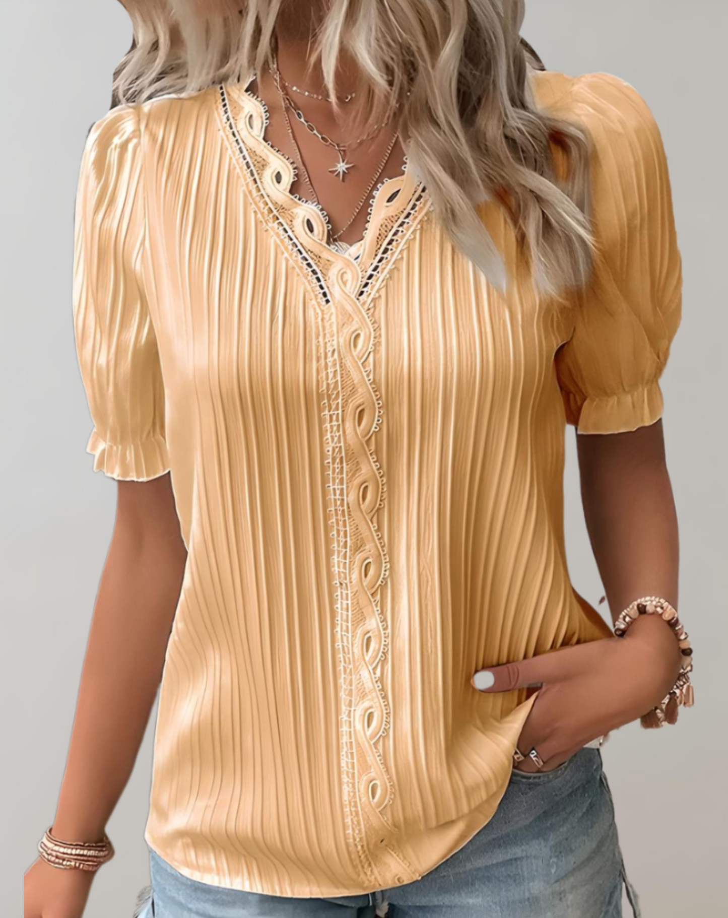 Blouse Plissée Féminine Élégante Décontractée