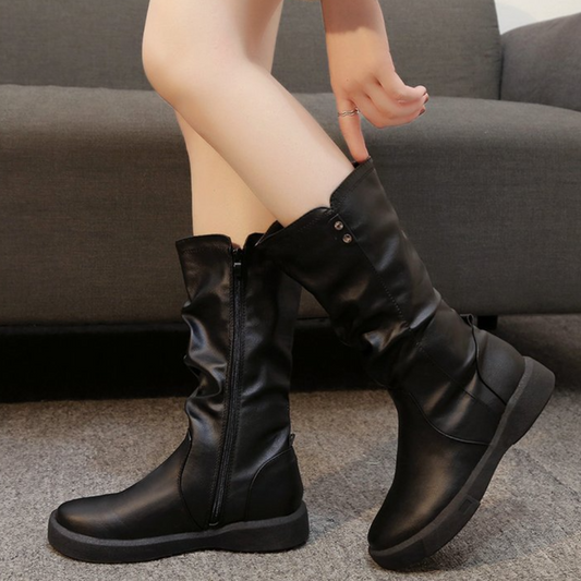 ELISA - Bottes d'Hiver Traditionnelles Mi-Mollet pour Femmes