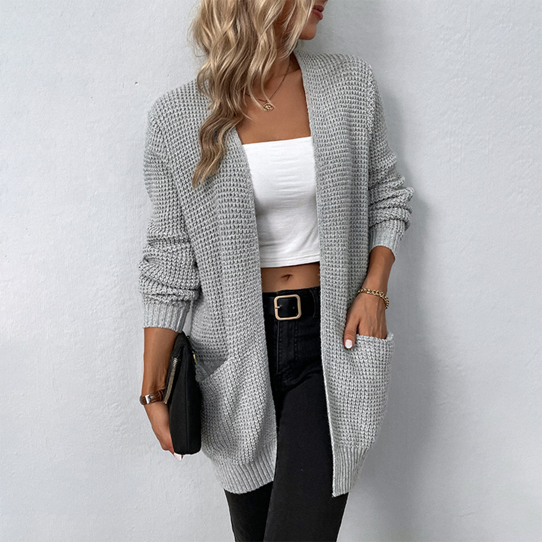 Gilet Femme Élégant Col V avec Poches pour Automne