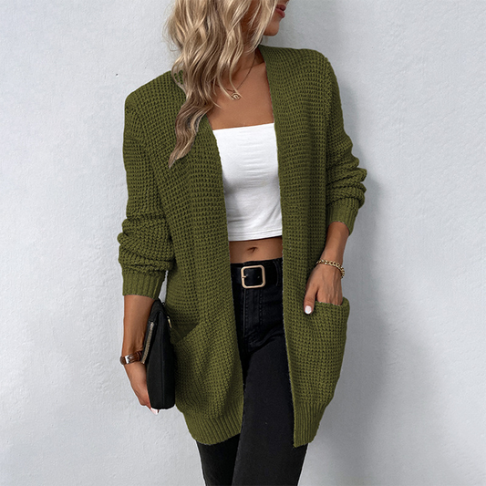 Gilet Femme Élégant Col V avec Poches pour Automne - LuxeStyle