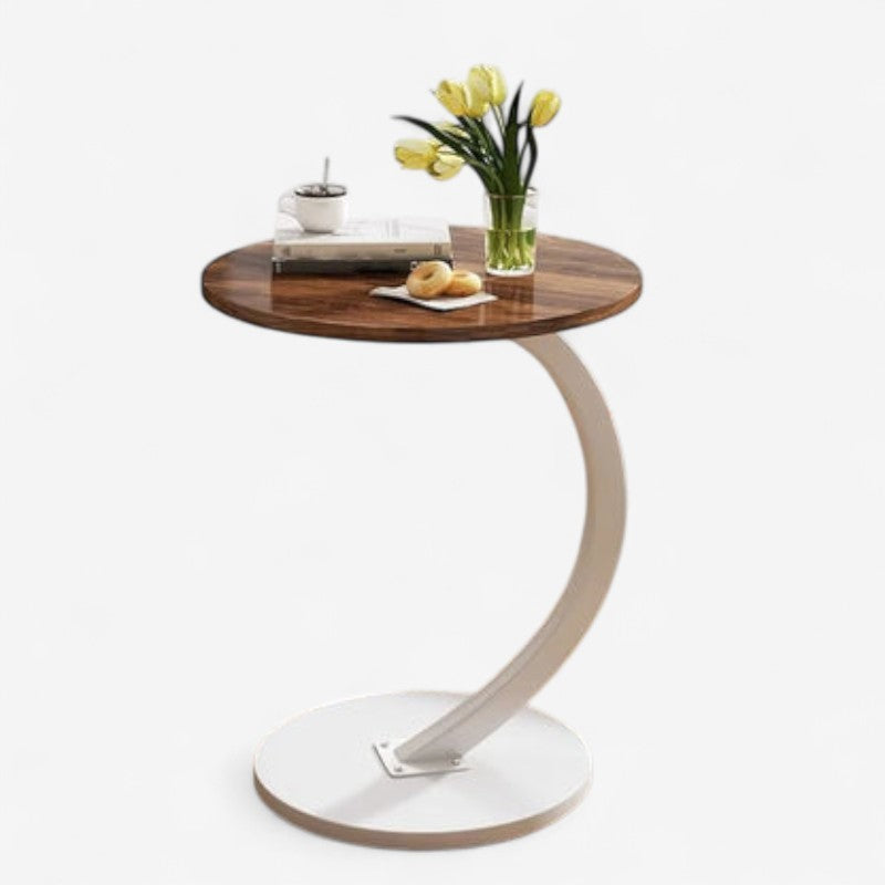Table Basse Design Ronde en Bois MDF Réglable