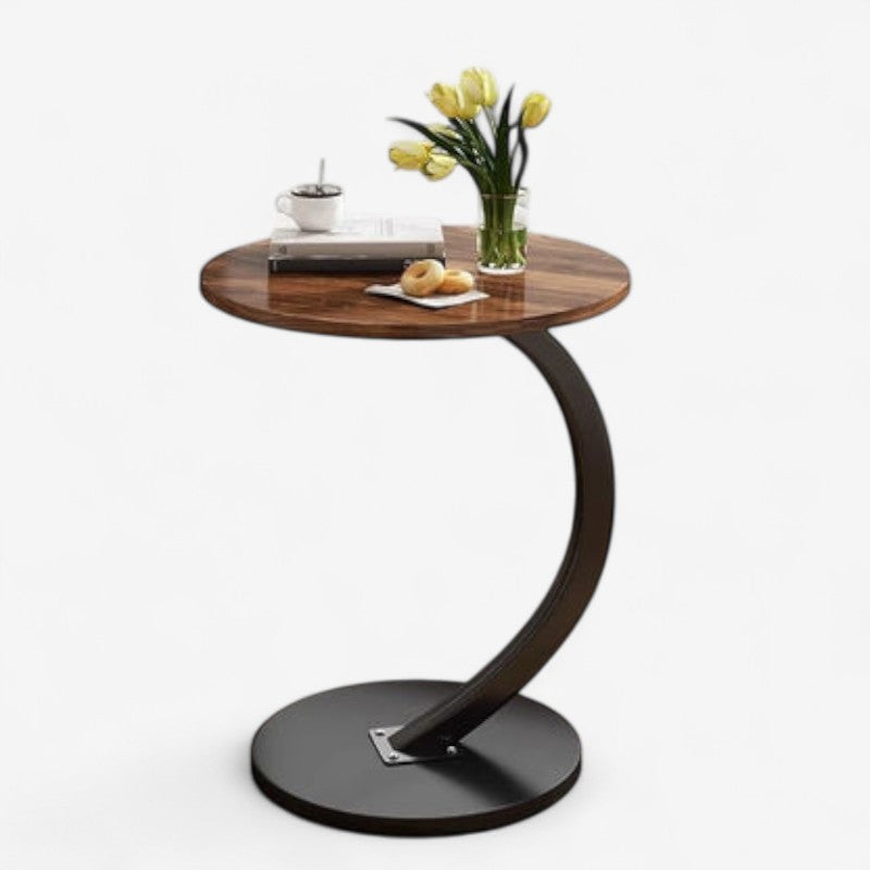 Table Basse Design Ronde en Bois MDF Réglable
