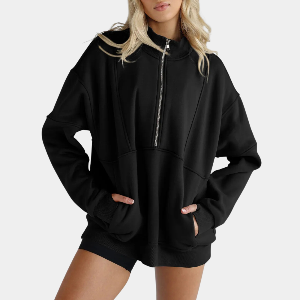 JEMMA - Pull Décontracté à Col Zippé pour Femmes