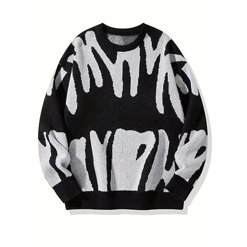 Pull Femme Moderne Abstrait Noir Blanc - LuxeStyle