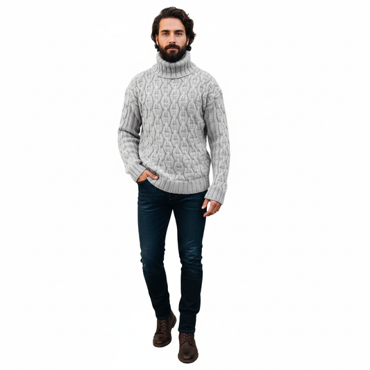 Pull Homme Laine Élégant Col Montant Chaud Hiver - LuxeStyle