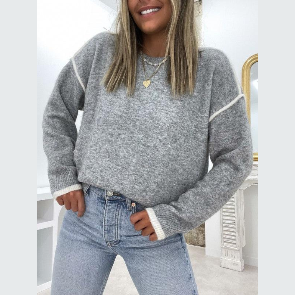 Pull Femme Douillet Col Rond Manches Longues - LuxeStyle