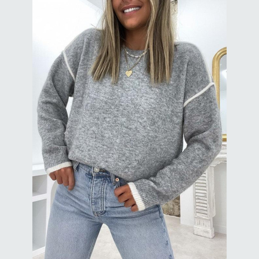 Pull Femme Douillet Col Rond Manches Longues - LuxeStyle