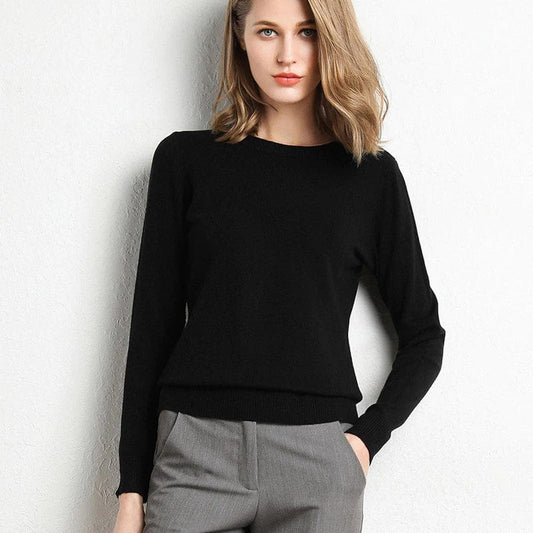 Pull Femme Noir Classique Manches Longues - LuxeStyle