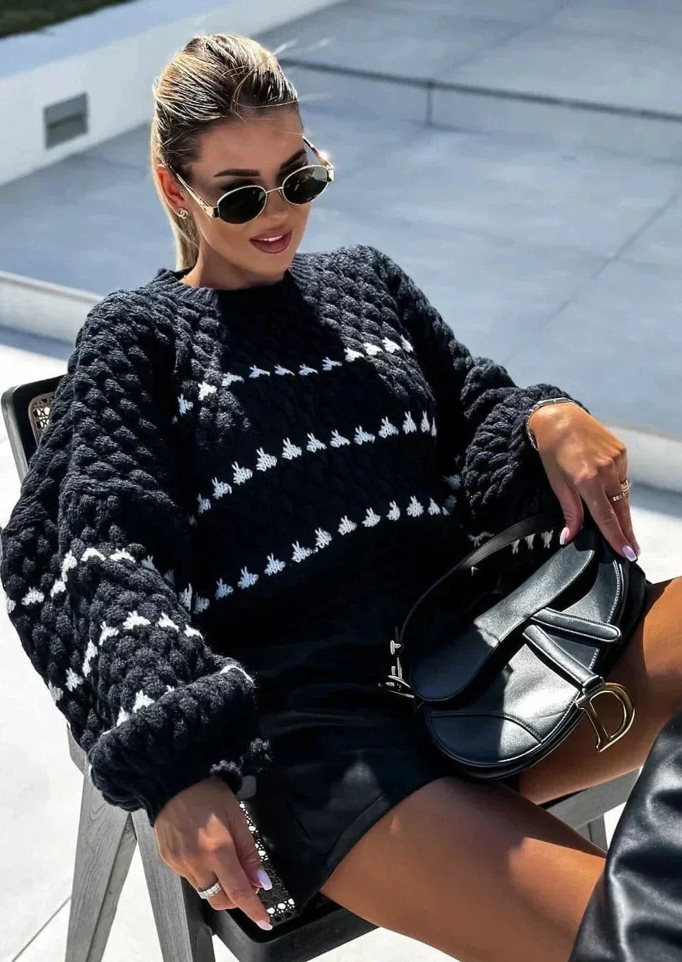 Pull Femmes Hiver Manches Longues Épais et Confortable