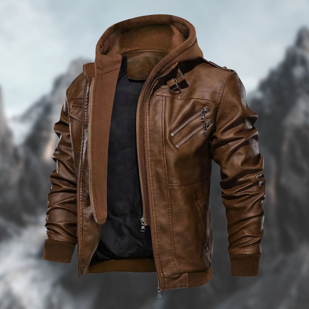 Blouson Cuir Noir Avant-Garde Homme