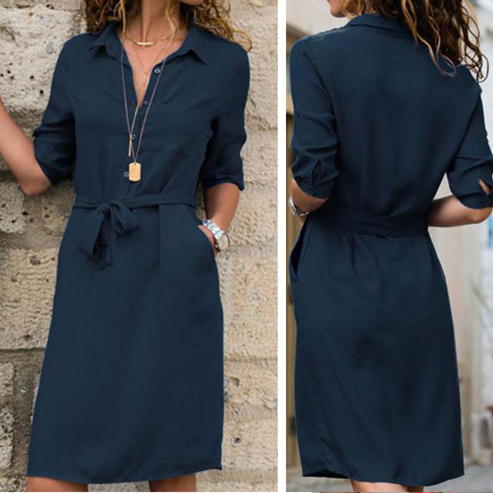 Lumera™ – Robe Chemise Femme Élégante avec Ceinture Ajustable
