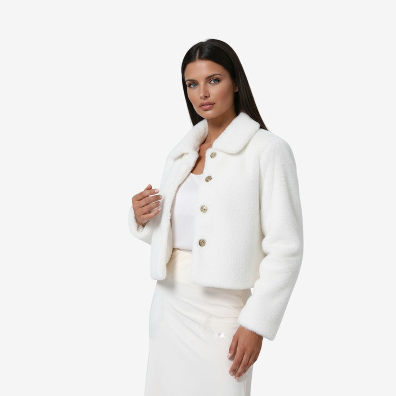 Manteau Femme Élégant à Col Boutonné - LuxeStyle