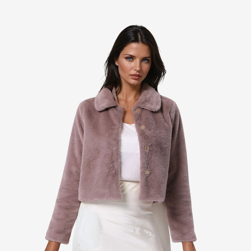 Manteau Femme Élégant à Col Boutonné