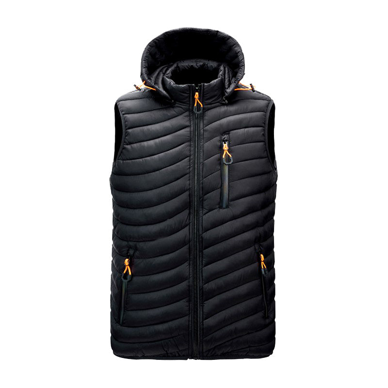 Gilet d'hiver chaud sans manches pour homme noir - LuxeStyle