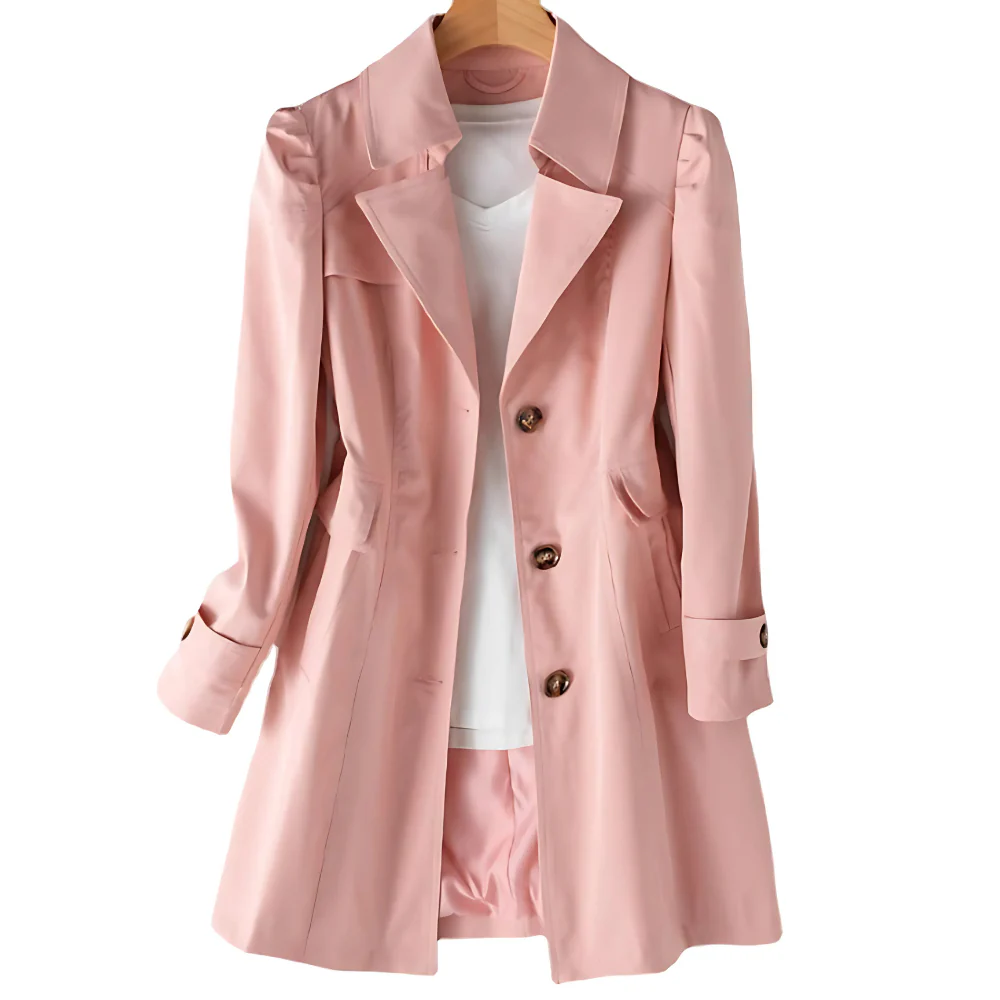 Manteau Femme Élégant Beige Classique à Ceinture